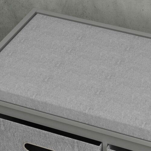 Wyld Haus Marari Wooden Grey 3 Drawer Shoe Storage Bench With Padded Seat