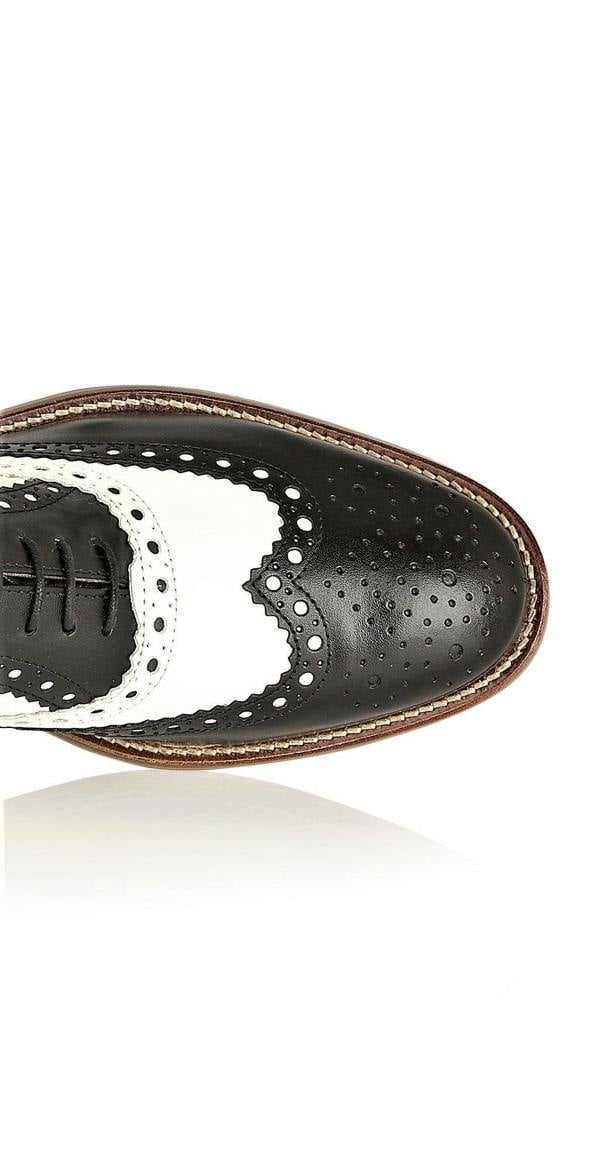 Gatsby Leather Brogue Black/White, Shoes, London Brogues  - London Brogues