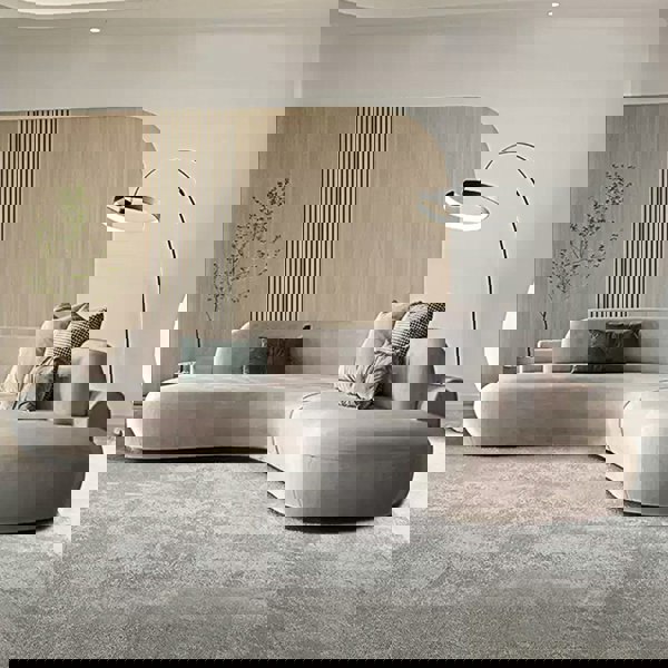 Cosima Grey Four Seater, Five Seater Curved Sofa, Long Sofa Suedue, Clearance-Weilai Concept-Weilai Concept