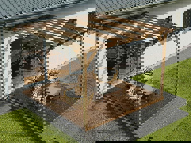 Arbor Garden Solutions Wall Mounted Pergola and Decking Kit Orchid Design