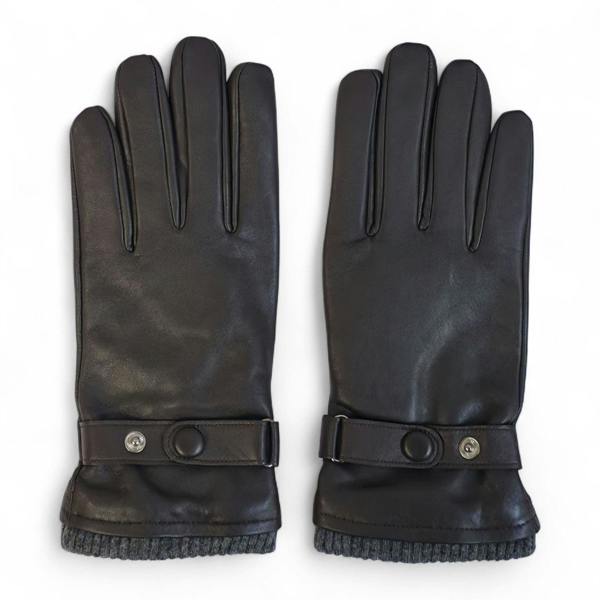 Infinity Leather Men’s Italian Leather Warm Wool Lining Winter Knit Rib Gloves - M-LGV-105