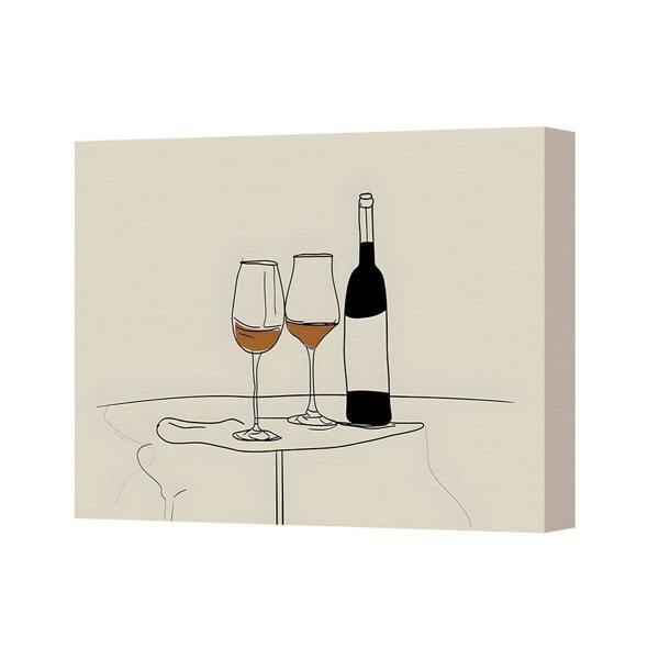 Benjamin Tate Design Contemporary Wine Glasses Canvas Art Print On Deep Wooden Frame UK Handmade