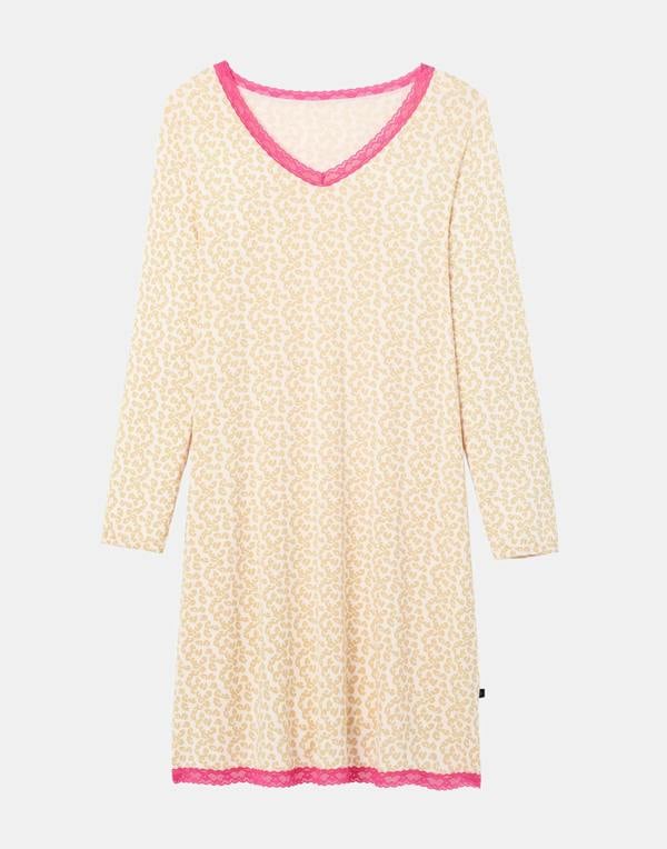 British Boxers Women's Bamboo Lace Relaxed Nightdress - Leopard Rose
