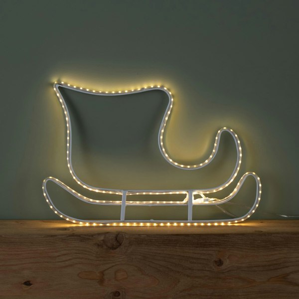 Samuel Alexander 42cm Light up Hanging Christmas Reindeer and Sleigh Silhouette with Warm White LEDs