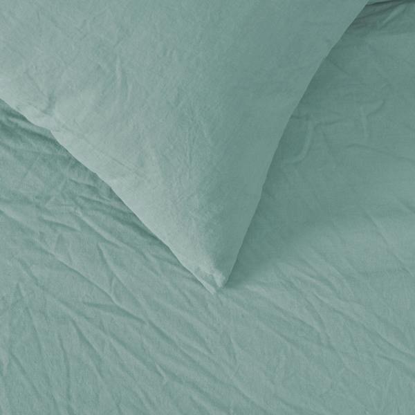 Smart Living Pure Cotton Plain Dye Duvet Cover With Pillowcases - Sage
