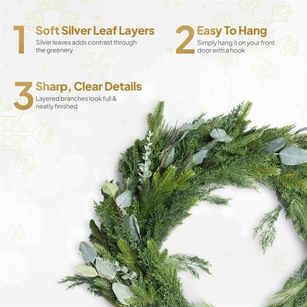 100cm Green Artificial PE Christmas Wreath for Indoor and Sheltered Outdoor Display image 6