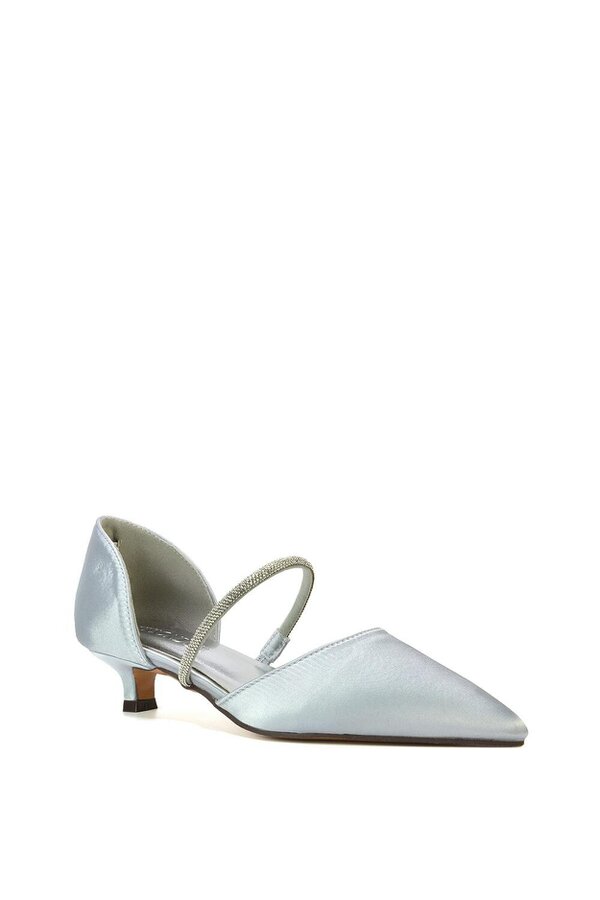 XY LONDON Diamante Strap Kitten Heel Pointed Toe Court Shoes