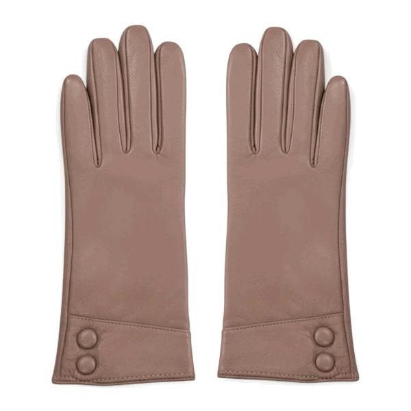Women's Genuine Leather Decorative Buttons Gloves - Beige - Infinity Leather - 9