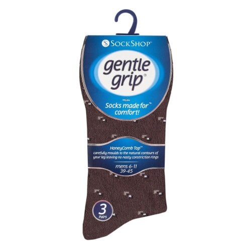 Gentle Grip 3 Pairs Mens Cotton Rich Everyday Socks Soft Top Flat Seam Comfort Socks