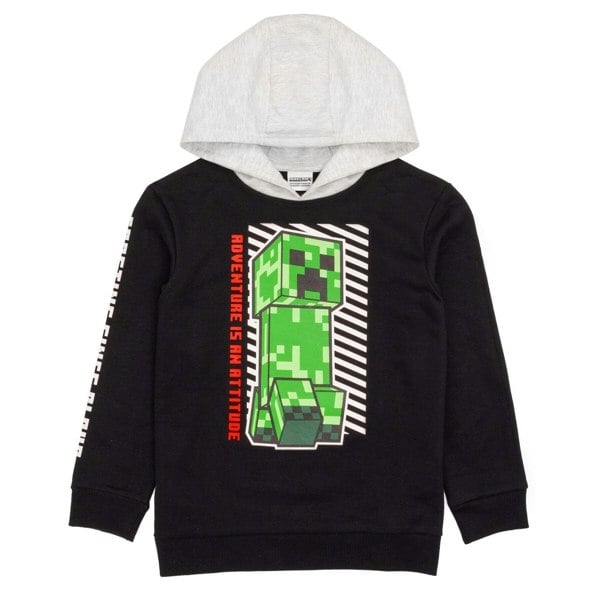 Minecraft Boys Creeper Hoodie - Black/Grey/Green