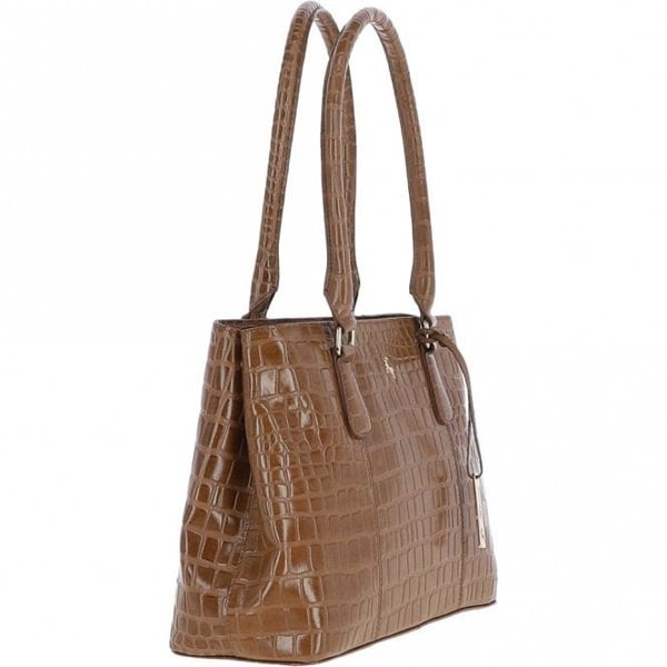 Ashwood Leather Crocodile Print Two Section With Mid Purse Bag: C-54