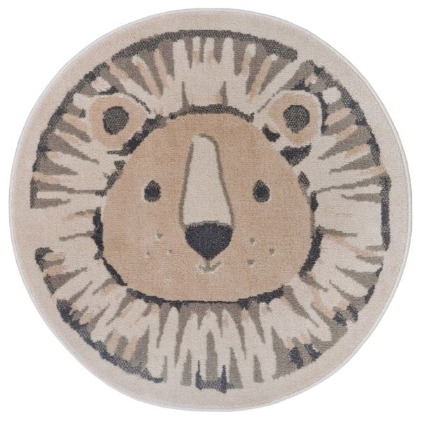 Adventures Children's Lion Cream Round Rug