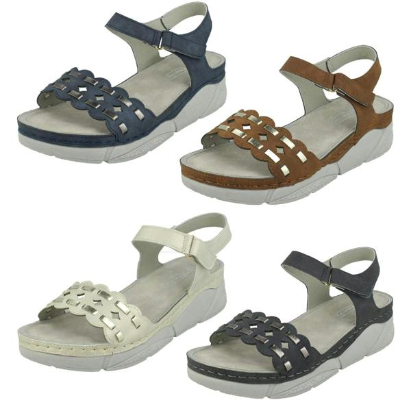 Spot On Ladies Spot On Mid Wedge Sandals F10944