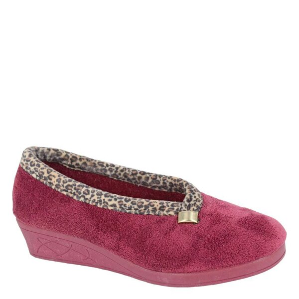Sleepers Dawn Wedge Slippers - Burgundy/Ocelot