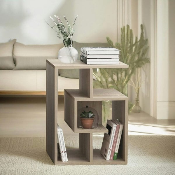 Rafaelo Mobilia 3 Tier Side Table With Open Shelves Oak