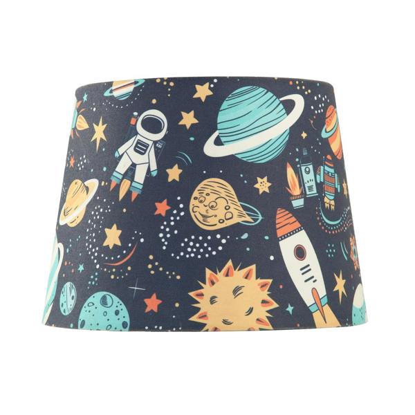 Space Themed Childrens Lamp Shade with Rockets Planets and Astronauts Image 4