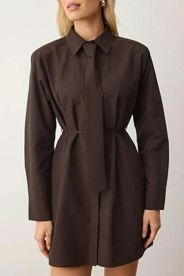 WOVCOR Mini Woven Dress with Tie Detail
