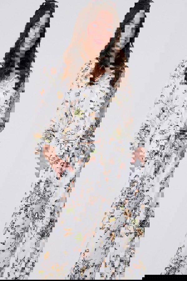 Beige | Butterfly Print Long Sleeve Shirt