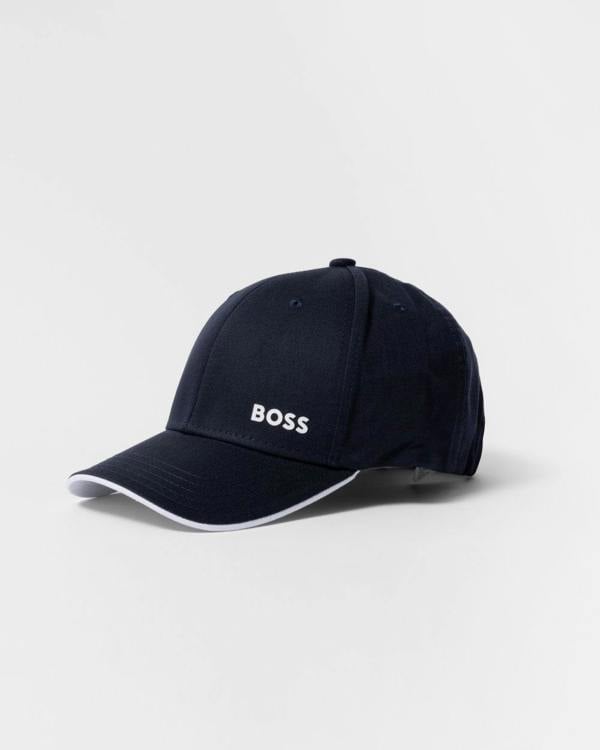 BOSS Green Bold Mens Logo-Print Cap In Cotton Twill - Dark Blue 402 - CHO - Designer Mens Hats