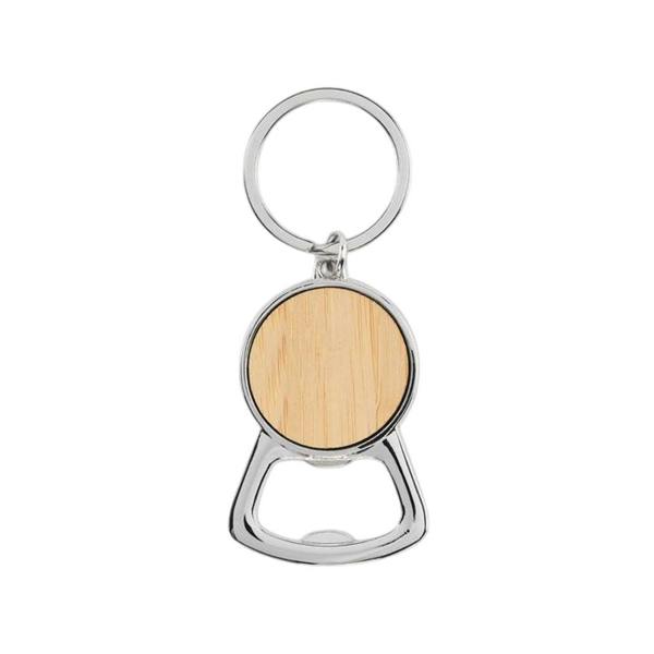 MidOcean Keypop Bamboo Recycled Aluminium Bottle Opener Keyring - Wood - 