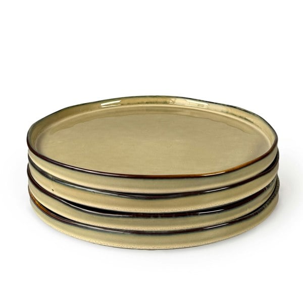 Scandi Home Set of Four 28cm Oslo Oatmeal Reactive Glaze Ceramic Dinner Plates
