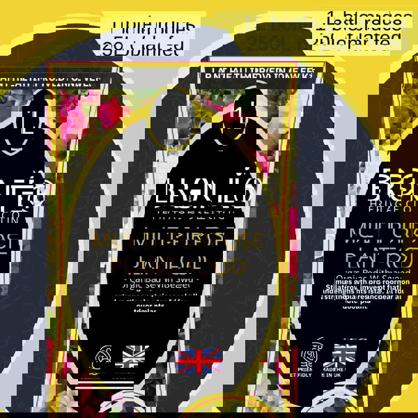 Bronte Heritage Multi-Purpose Plant Fertiliser 1L Concentrate. Organic, seaweed-enriched, plant-based, pet-friendly. Makes 300L