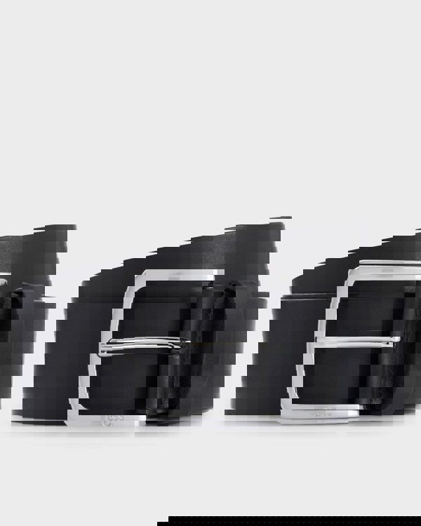 BOSS Orange Jor-V Mens Italian-Leather Belt With Logo-Engraved Buckle - Black 001