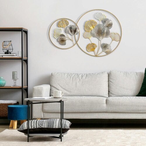 Bobobiy Large Metal Wall Art, Horizontal or Vertical Metal Hanging Decoration Entryway, Gold Silver