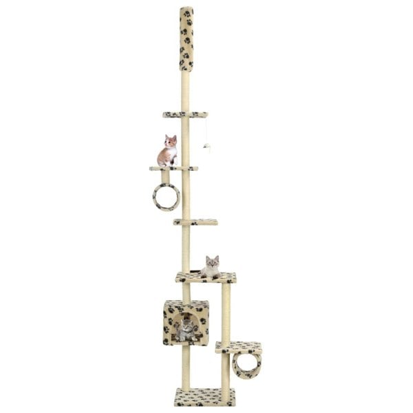 Berkfield Cat Tree with Sisal Scratching Posts 260 cm Beige Paw Prints