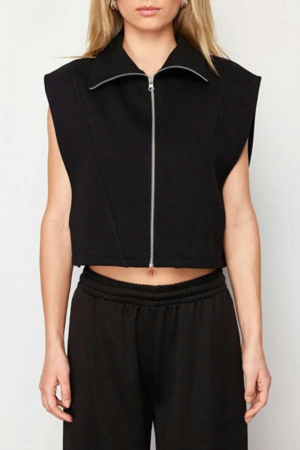 WOVCOR Stand Collar Moon Sleeve Thick Zippered Vest