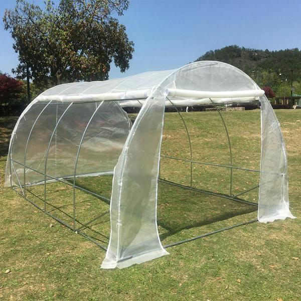 Living and Home Outdoor White Walk-in Tunnel Greenhouse with Steel Frame