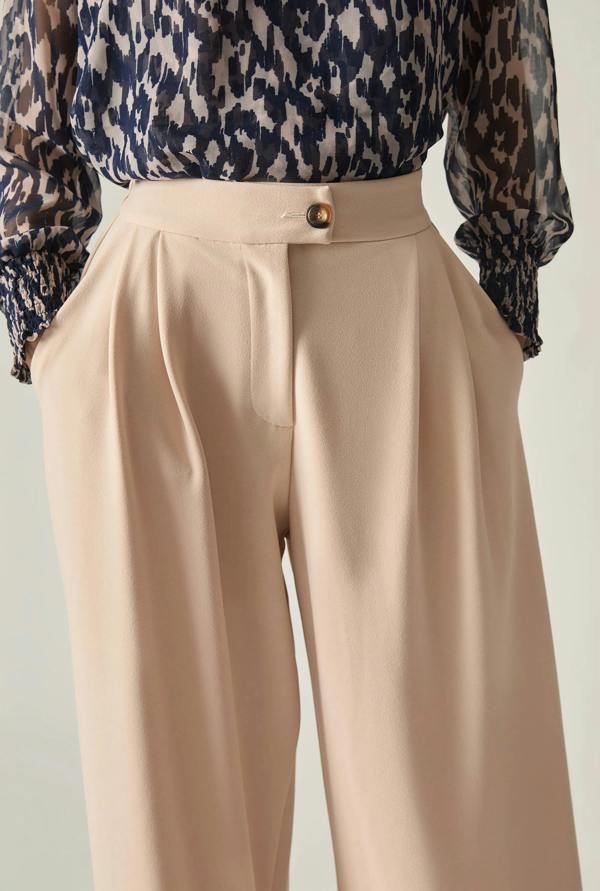 James Lakeland Cream Wide Leg Suit Trousers