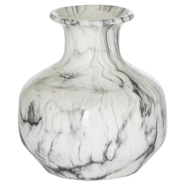 Hill Interiors Marble Squat Vase - White/Grey - 