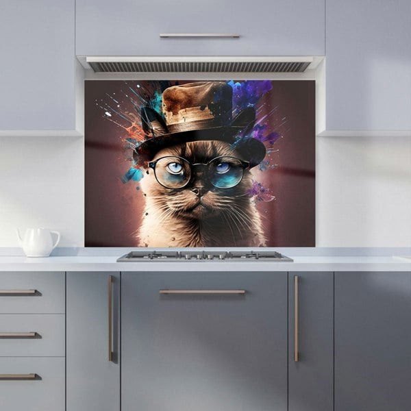 Warren Reed - Designer Siamese Cat Face Splashart Kitchen Splashback