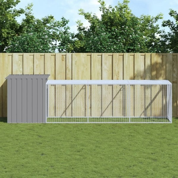 Berkfield Chicken Cage with Run Light Grey 110x405x110 cm Galvanised Steel