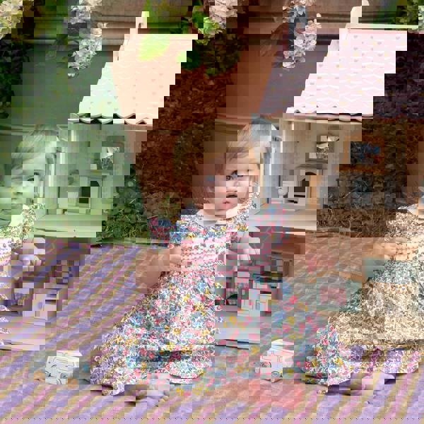 Rachel Riley Ditsy Floral Smocked Dress & Bloomers