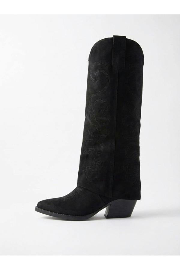 Ivy Womens Embroidered Western Cowboy Boots - Black