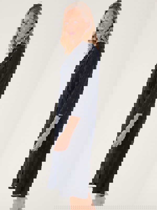 PennyPlain Asymmetric Button Cowl Dress - Navy