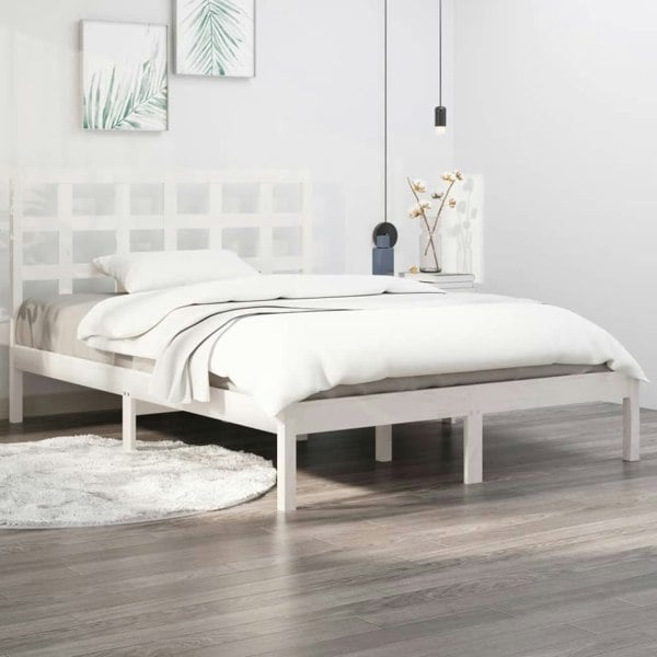Berkfield Bed Frame White Solid Wood 200x200 cm