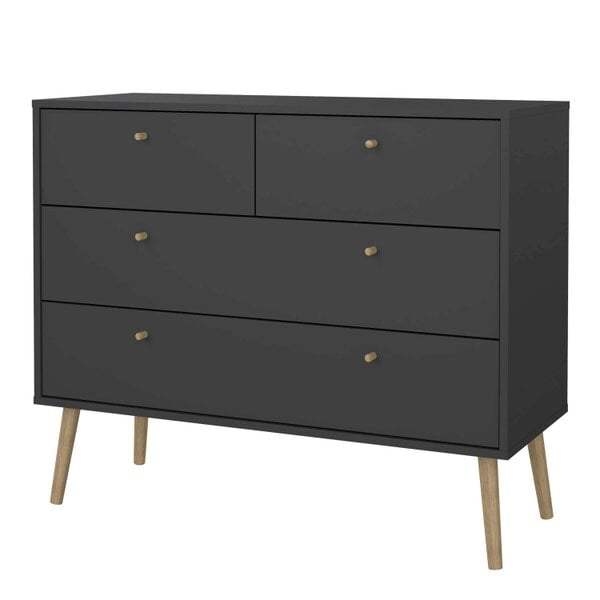 Wyld Haus Quietbloom Dark Grey Wooden Chest 4 Drawers