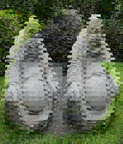 Large Stone Cast Laughing Fat Buddha Ornament