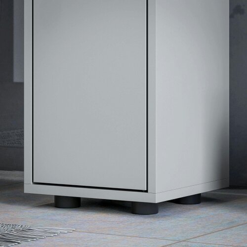 Wyld Haus Tasere Tall Slim Bathroom Storage Cabinet With Drawers Shelves And Cupboards Grey