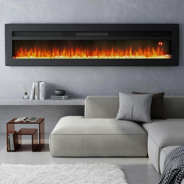 1800W Freestanding Electric Fireplace Insert Wall Mounted Electric Heater Remote Control Fireplaces Living and Home