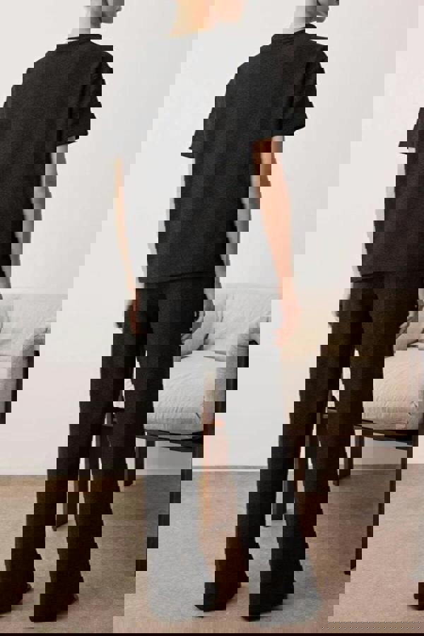 WOVCOR 2-Piece Waffle Textured Knit Pajama Set with Waist Tie Detail