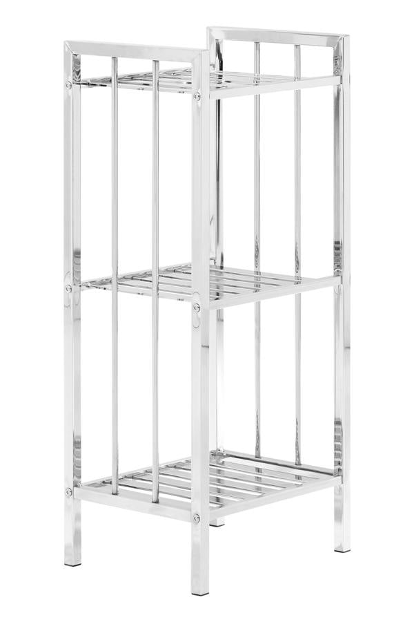 Dara 3 Tier Chrome Shelf Unit with Slatted Sides