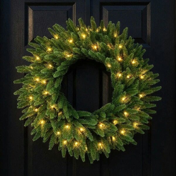 Garden Greatness Illuminated Evergreen Wreath with Micro-LEDs