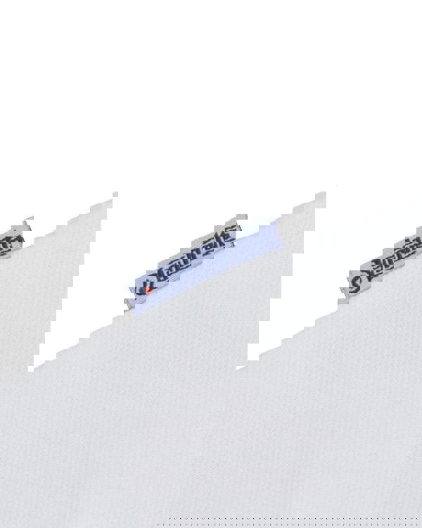 Lambretta Mens Classic Two Tone Ringer Retro Casual T-Shirt, close-up of fabric and brand label.