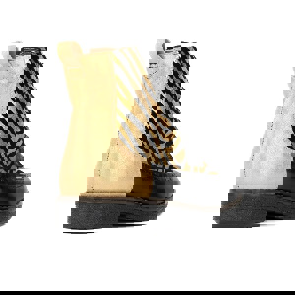 Embassy London Hatter - Black & Gold Stripes - Women's Leather Ankle Lace-up Boot with gold foil zebra stripes