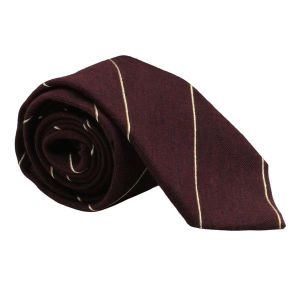 Dunhill luxurious wool and silk blend tie in a fine regimental stripe pattern