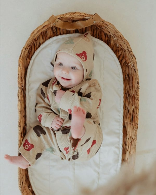 Stone Smiling Bear Print Romper - image 1
